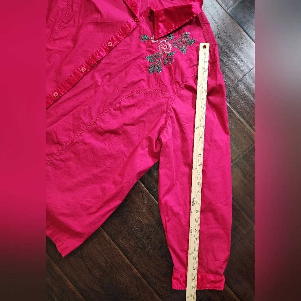 Liz & Me Womens Magenta Embroidered Collared Button Up Blouse - Picture 4 of 11